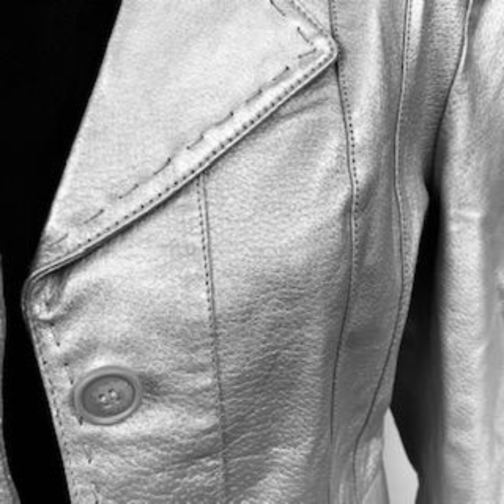 100% Leather Silver Metallic Jacket - image 6